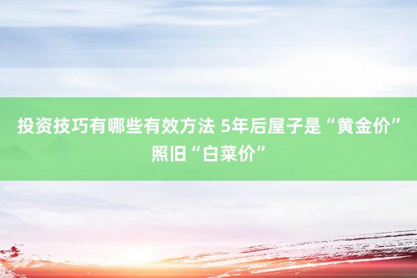 投资技巧有哪些有效方法 5年后屋子是“黄金价”照旧“白菜价”