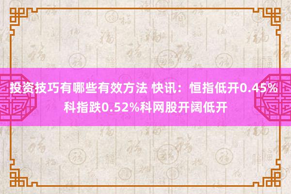 投资技巧有哪些有效方法 快讯：恒指低开0.45% 科指跌0.52%科网股开阔低开