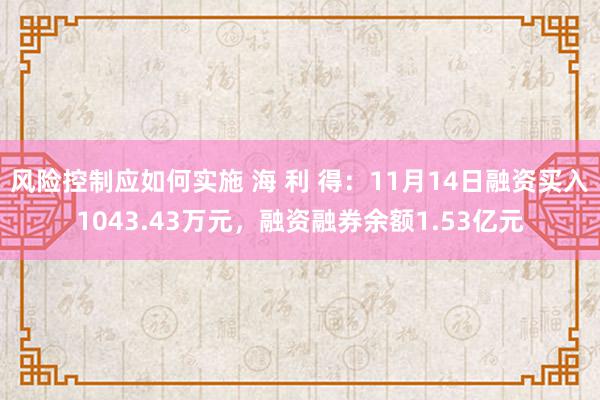 风险控制应如何实施 海 利 得：11月14日融资买入1043.43万元，融资融券余额1.53亿元