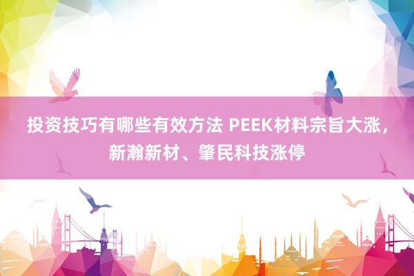 投资技巧有哪些有效方法 PEEK材料宗旨大涨，新瀚新材、肇民科技涨停