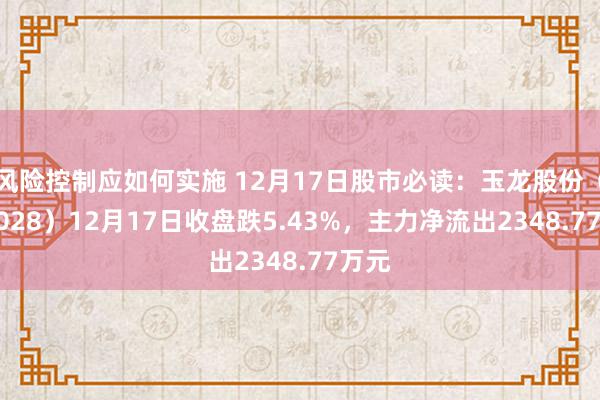 风险控制应如何实施 12月17日股市必读：玉龙股份（601028）12月17日收盘跌5.43%，主力净流出2348.77万元