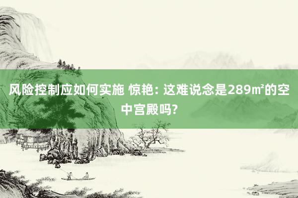 风险控制应如何实施 惊艳: 这难说念是289㎡的空中宫殿吗?