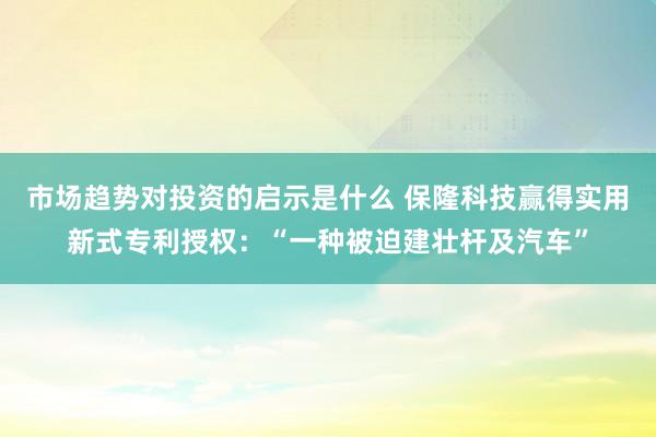 市场趋势对投资的启示是什么 保隆科技赢得实用新式专利授权：“一种被迫建壮杆及汽车”