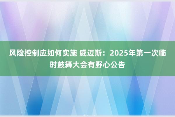 风险控制应如何实施 威迈斯：2025年第一次临时鼓舞大会有野心公告