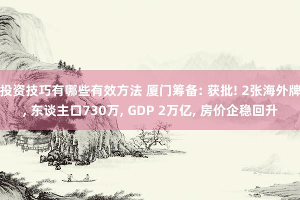 投资技巧有哪些有效方法 厦门筹备: 获批! 2张海外牌, 东谈主口730万, GDP 2万亿, 房价企稳回升