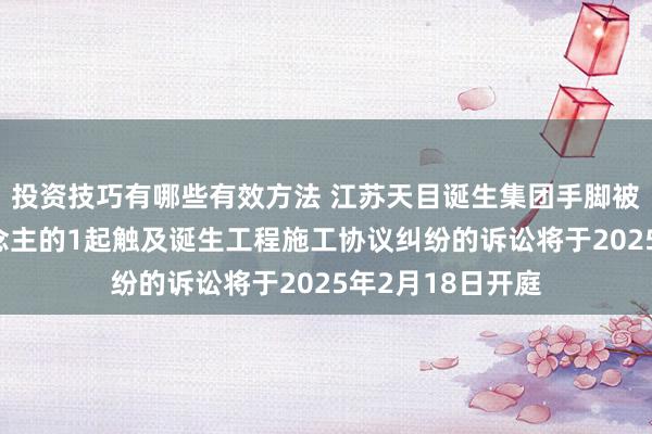 投资技巧有哪些有效方法 江苏天目诞生集团手脚被告/被上诉东说念主的1起触及诞生工程施工协议纠纷的诉讼将于2025年2月18日开庭