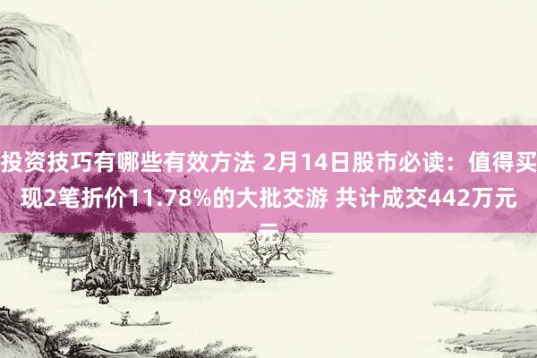 投资技巧有哪些有效方法 2月14日股市必读：值得买现2笔折价11.78%的大批交游 共计成交442万元