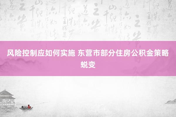 风险控制应如何实施 东营市部分住房公积金策略蜕变