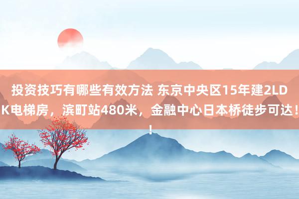 投资技巧有哪些有效方法 东京中央区15年建2LDK电梯房，滨町站480米，金融中心日本桥徒步可达！