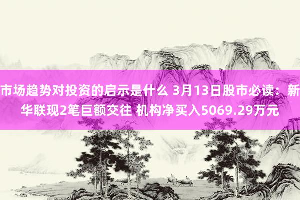 市场趋势对投资的启示是什么 3月13日股市必读：新华联现2笔巨额交往 机构净买入5069.29万元