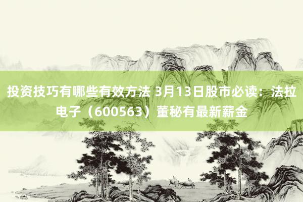 投资技巧有哪些有效方法 3月13日股市必读：法拉电子（600563）董秘有最新薪金