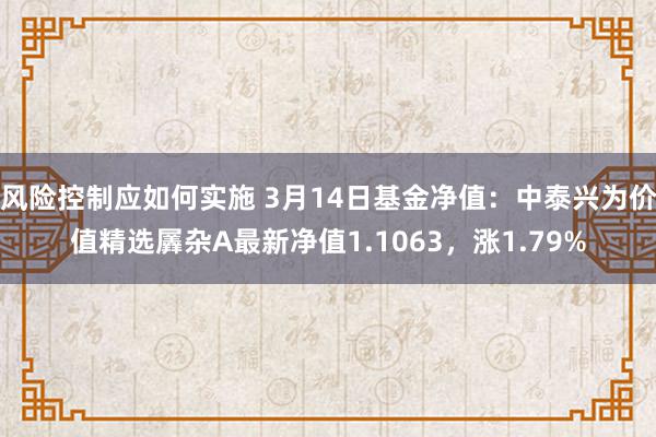 风险控制应如何实施 3月14日基金净值：中泰兴为价值精选羼杂A最新净值1.1063，涨1.79%